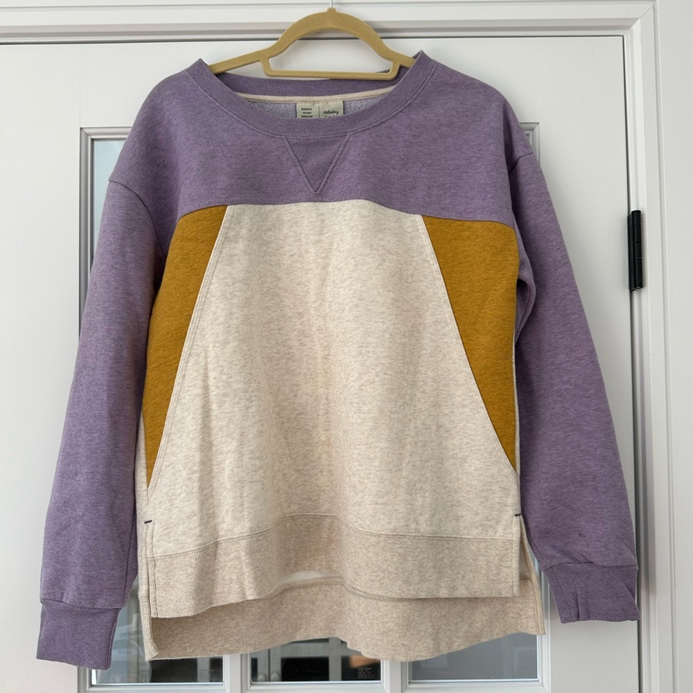 Anthropologie purple gold and cream sweatshirt
